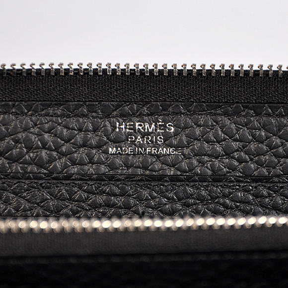 1:1 Quality Hermes Evelyn Long Wallet Zip Purse A808 Black Replica